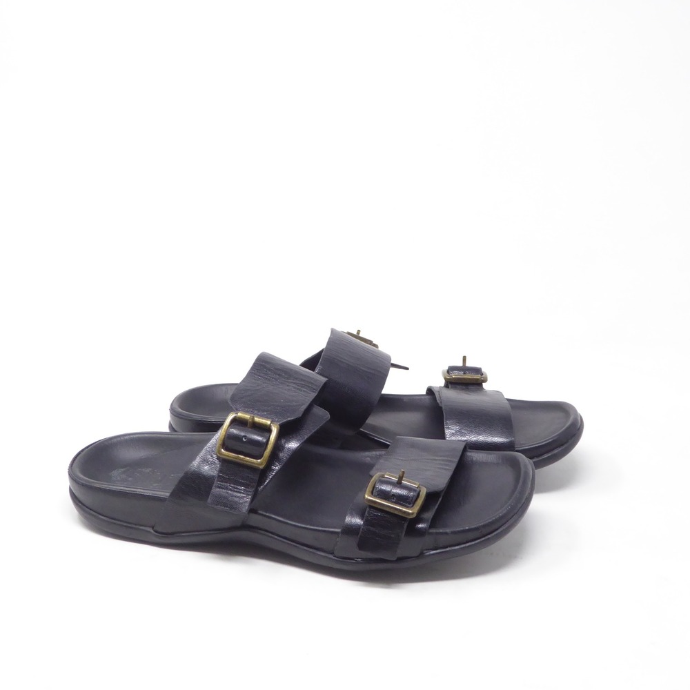 Strive Women Caprera Sandals Black Leather Buckle Slide Size 7